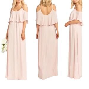 Show Me Your MuMu Caitlin Ruffle Chiffon Maxi Dress Dusty Blush Size XS